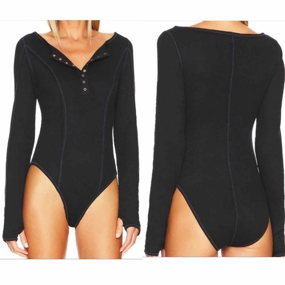 Free People Sloane Bodysuit Black Size Small - Picture 4 of 7